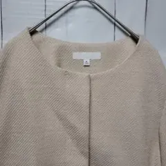ユニクロ　ノーカラージャケット 　XL　ベージュ系　大きめサイズ