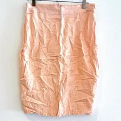 ★【F】薄オレンジタイトスカート ひざ丈 春服 海外古着 オシャレ レディース