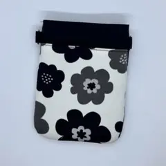 【ハンドメイド】ナースポーチ オーガナイザー 花柄 大柄 モノクロ