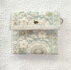 インド刺繍リボンジュエリーポーチ　070　大き目　携帯用　ジュエリーケース