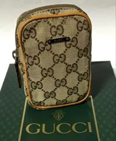 GUCCIグッチ☆GGパターン キャンバスポーチ ☆オレンジライン