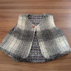 ベビー ノースリーブベスト グレーアイボリー