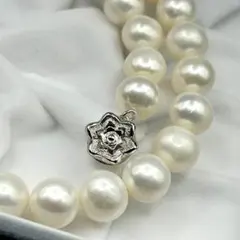 美品◎大粒✨真珠 ネックレス 10.1〜10.6mm 43cm SILVER金具