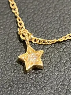 K18 スターモチーフ ネックレス 0.03ct フリーアジャスター ロング 