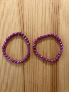 天然石ブレスレット　ルビーカラー　2本セット