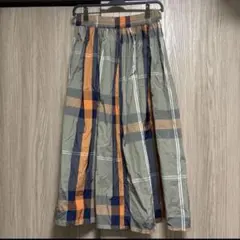 チェックフレアスカート ゴム