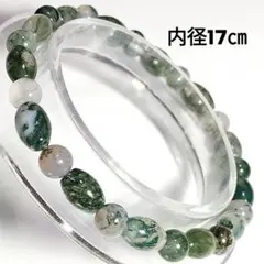 モスアゲート 苔瑪瑙 デザインブレスレット 6㎜ 17㎝ 丸玉×天珠型