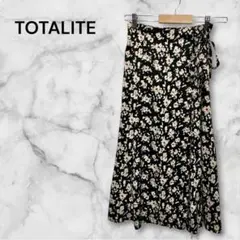 トタリテ　花柄 フレアスカート　ロング丈　リボン紐　ウエストゴム　S〜Mサイズ