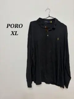 POLO 長袖ポロシャツ XL ダークグレー