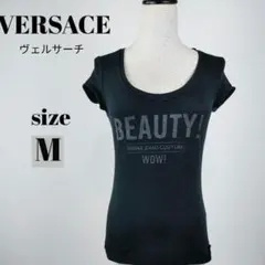 【a532】VERSACE ヴェルサーチ 半袖 Tシャツ M ブラック ロゴのサムネイル