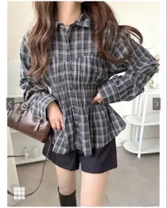 タータンチェック柄シャーリングシャツ［fo2245］のサムネイル