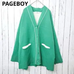 ♡ページボーイ♡PAGEBOY パイピングカーディガン F グリーン ゆったり