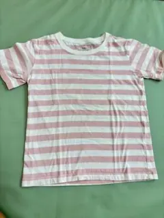 【新品未使用】　【無印　】ピンク　白　ストライプ Tシャツ 130