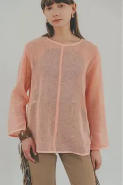 CLANE LOOSE MESH TOPS - PINK