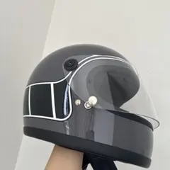 旧車 族ヘルフルフェイスヘルメット グレー フリーサイズのサムネイル
