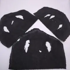 スティングレイ革頭部端切れ3枚セットブラック　M226