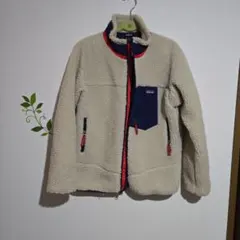 Patagonia フリースジャケット XL ベージュ/ネイビー美品セール！