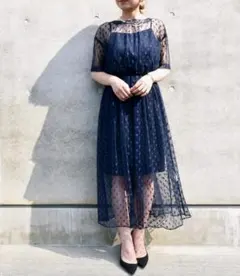 kaene　ドットチュールワンピース