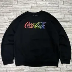 コカコーラ スウェット カラフルロゴ 両面ロゴ ブラック USA古着