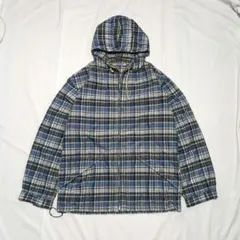 【umii908】マドラスチェック柄ジップアップナイロンジャケット　ブルー系
