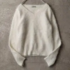 美品 デプレ DES PRES アンゴラ混 Vネック ファーニット S 白