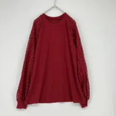 SHEIN レッド レーススリーブ 長袖トップス Lサイズ