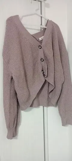ピンク Vネックニットカーディガン