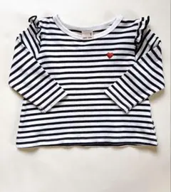 petit main ストライプ ボーダーフリル袖 Tシャツ 8号