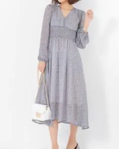 fifth 春夏 大人可愛い ガーリー 花柄 シフォン ロングフレアワンピース