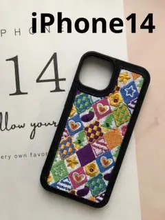 iPhone14刺繍カラフルかわいいスマホケース新品送料込み