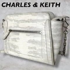 CHARLES & KEITH ショルダーバッグ クロコ柄　ホワイト
