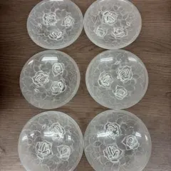 【未使用品】薔薇ガラス皿　6枚　直径14センチ　6枚セット