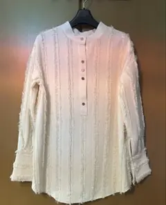 美品 INella イネラ 2WAYストライプフリンジシャツ