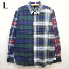 トミーヒルフィガー 長袖ボタンダウンシャツ L チェック柄 クレイジーパターン