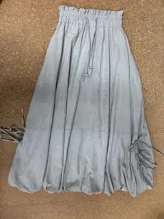 グレー スエード風 バルーン　ロングスカート