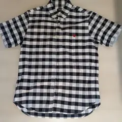 【新品タグ無し】BEAMS HEART チェック柄 半袖シャツ ネイビー Lのサムネイル