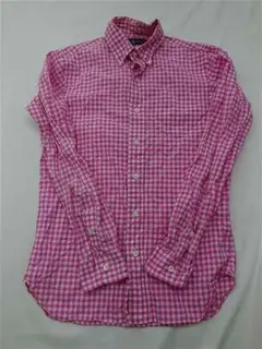 ◎ラルフローレン ギンガムチェックシャツ ピンク系 Sサイズ メンズ