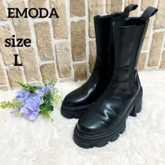 エモダ EMODA サイドゴア タンクソールブーツ 厚底 ブラック 黒 L