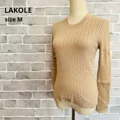 ラコレ LAKOLE リブニット セーター ベージュ M クルーネック B953のサムネイル