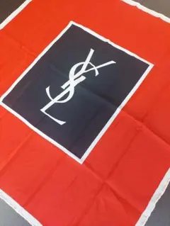 イヴ・サンローラン 赤色スカーフ シルク100％ イタリア 美品