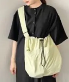 LOWRYSFARM 巾着ショルダーバッグ 黄緑