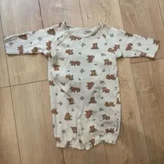 プティマイン/ピンクベージュクマ柄長袖2wayオール