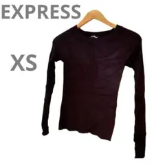 海外古着【EXPRESS 】ダークパープル リブ編み 長袖トップス XS