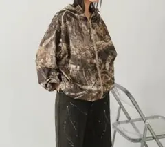 タグ付　Kastaneウィムジック　2WAYリバーシブルジップパーカー　ツリー柄