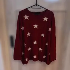 To b. by agnes b. 星柄 スター柄 ニット 赤色 フリーサイズ