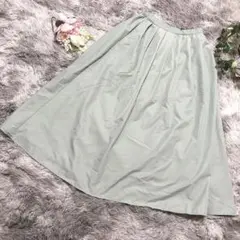 a.v.v タックフレアスカート ライトグリーン ロングフレアウエストゴムのサムネイル