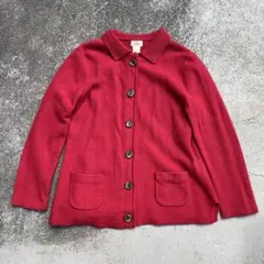 ウール100％ エルエルビーン ニット セーター カーディガン レッド