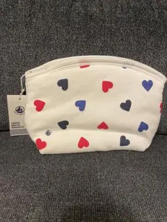 【新品未使用タグ付】プチバトー ハートポーチ Petit Bateau 青 赤のサムネイル