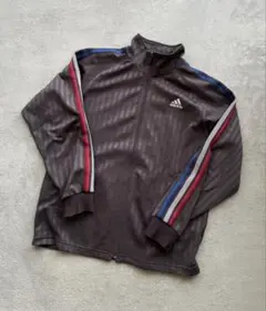 adidas グレー ストライプジャージ　トラックジャケット