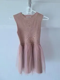 NATURAL BEAUTY BASICノースリーブチュールニット ピンク